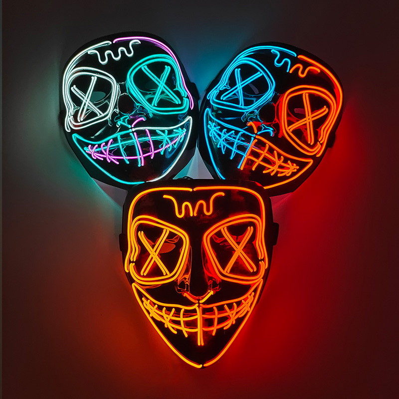 Led Purge Mask Halloween - Wireless LED Glowing Mask EL Neon