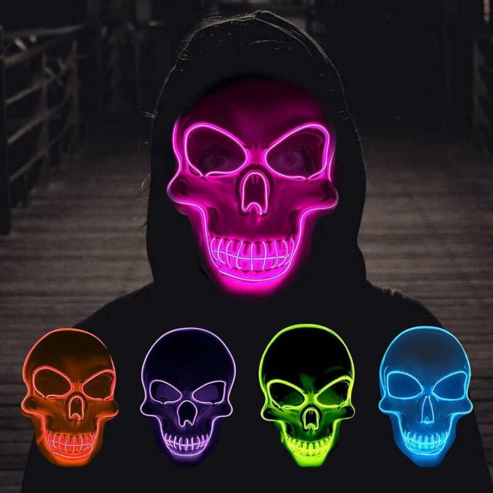 Led Purge Mask Halloween - Fashion Horror Halloween Skull Mask LED