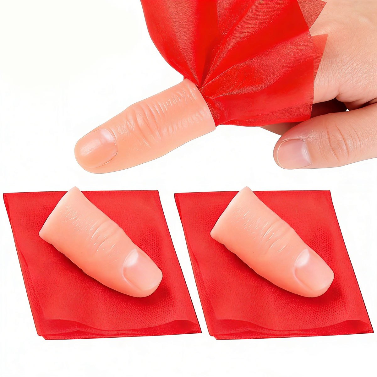 Thumb Tip Magic Trick Set - 3set Scarf-Vanish Magic Thumb Tip -