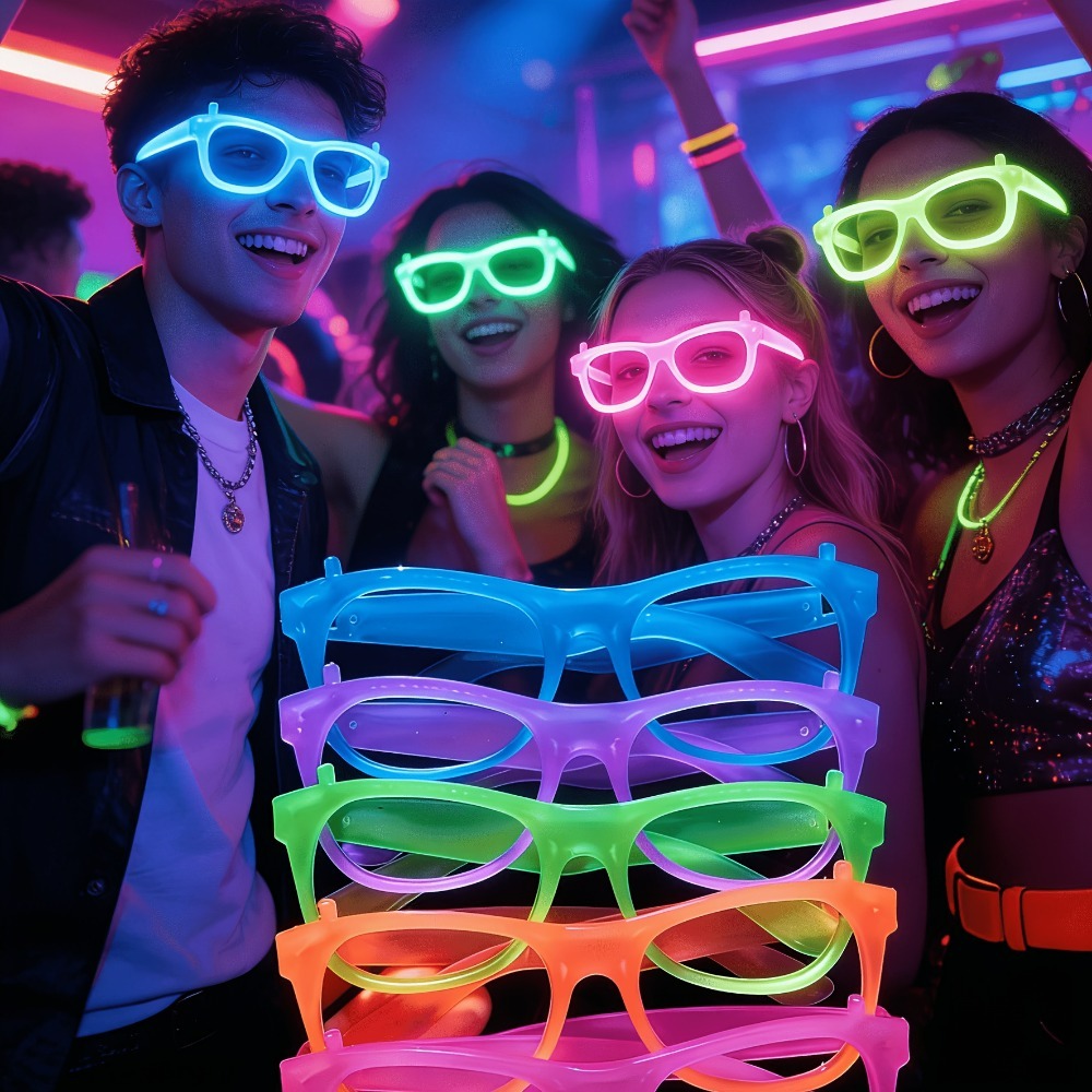 Glow In The Dark Party Glasses - 5/12pcs UV Glow in The Dark