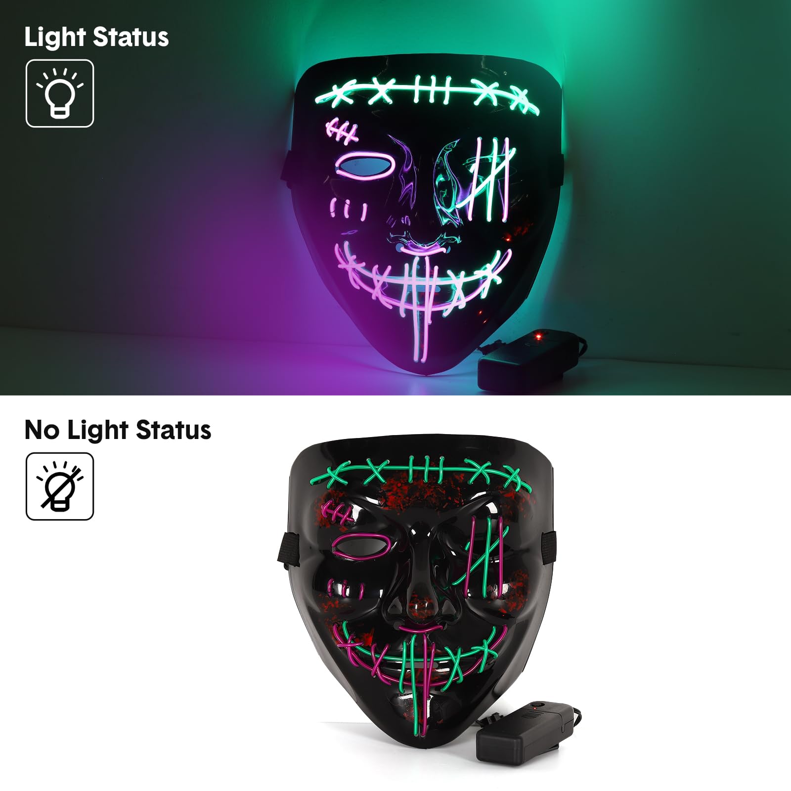 3 PACK Halloween Scary Mask LE - Led Purge Mask Halloween recension och pris