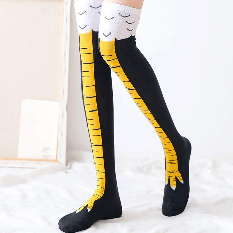 1Pairs Women Print Knee High S - Funny Chicken Leg Socks recension och pris