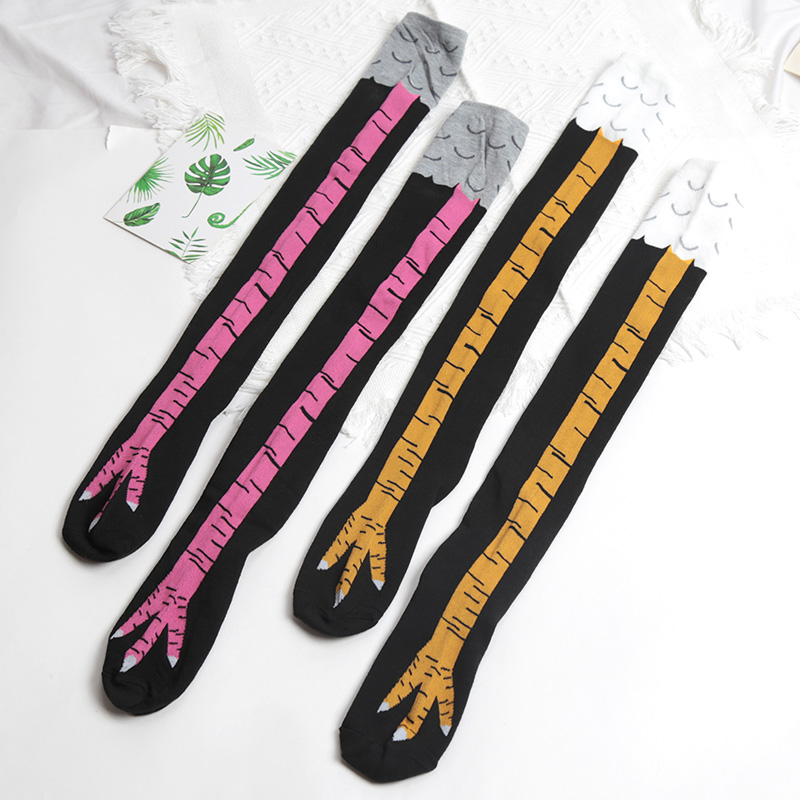 1Pairs Women Print Knee High S - Funny Chicken Leg Socks recension och pris
