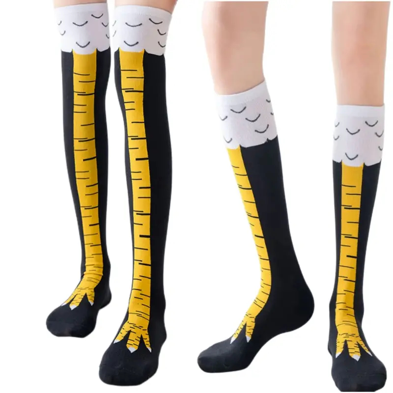 1/2/4Pairs Women Knee High Soc - Funny Chicken Leg Socks recension och pris