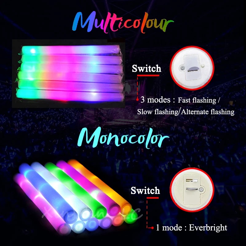 1/15/30Pcs Colourful Flashing  - Flashing Led Foam Sticks Party recension och pris