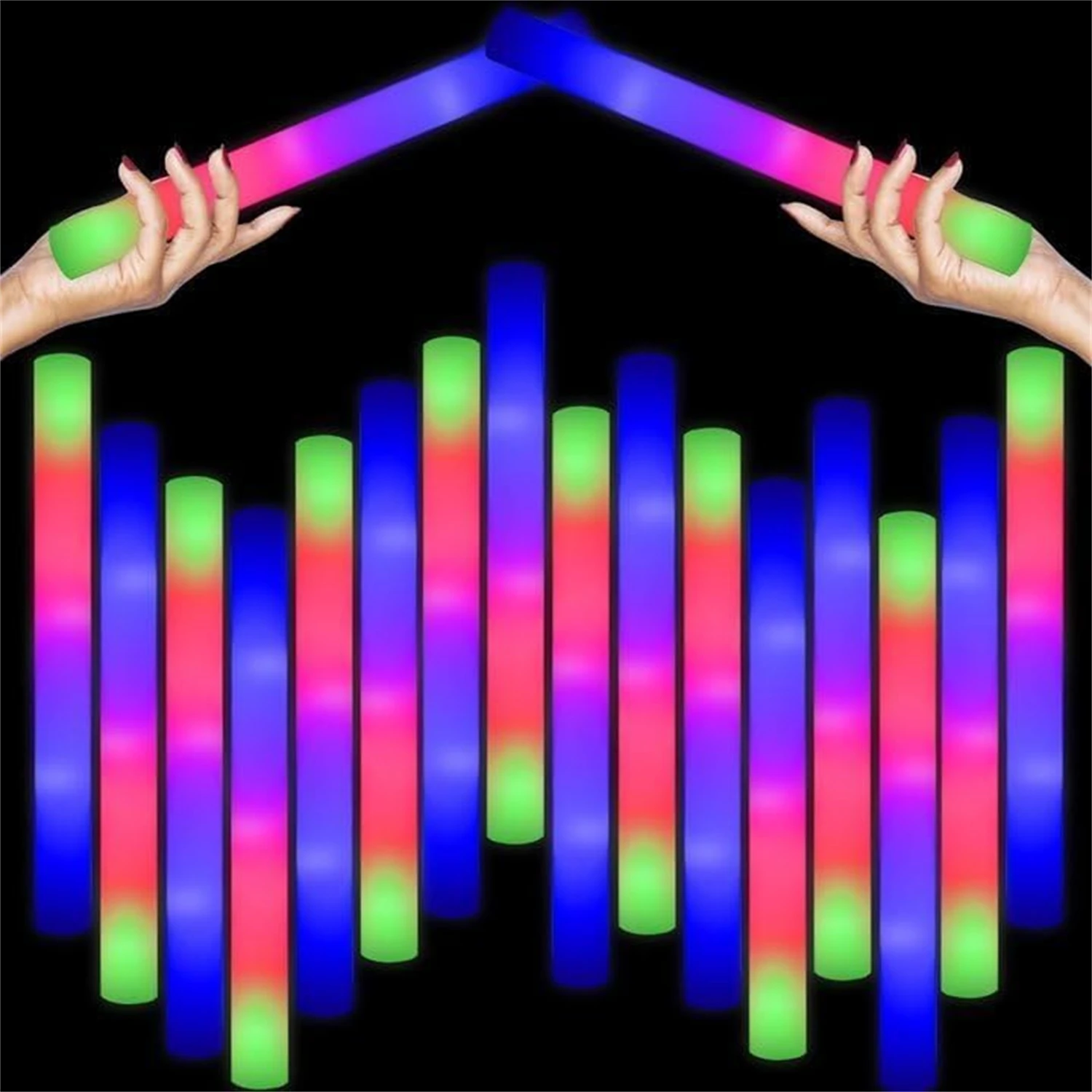 50Pcs LED Foam Glow Sticks 8~1 - Flashing Led Foam Sticks Party recension och pris