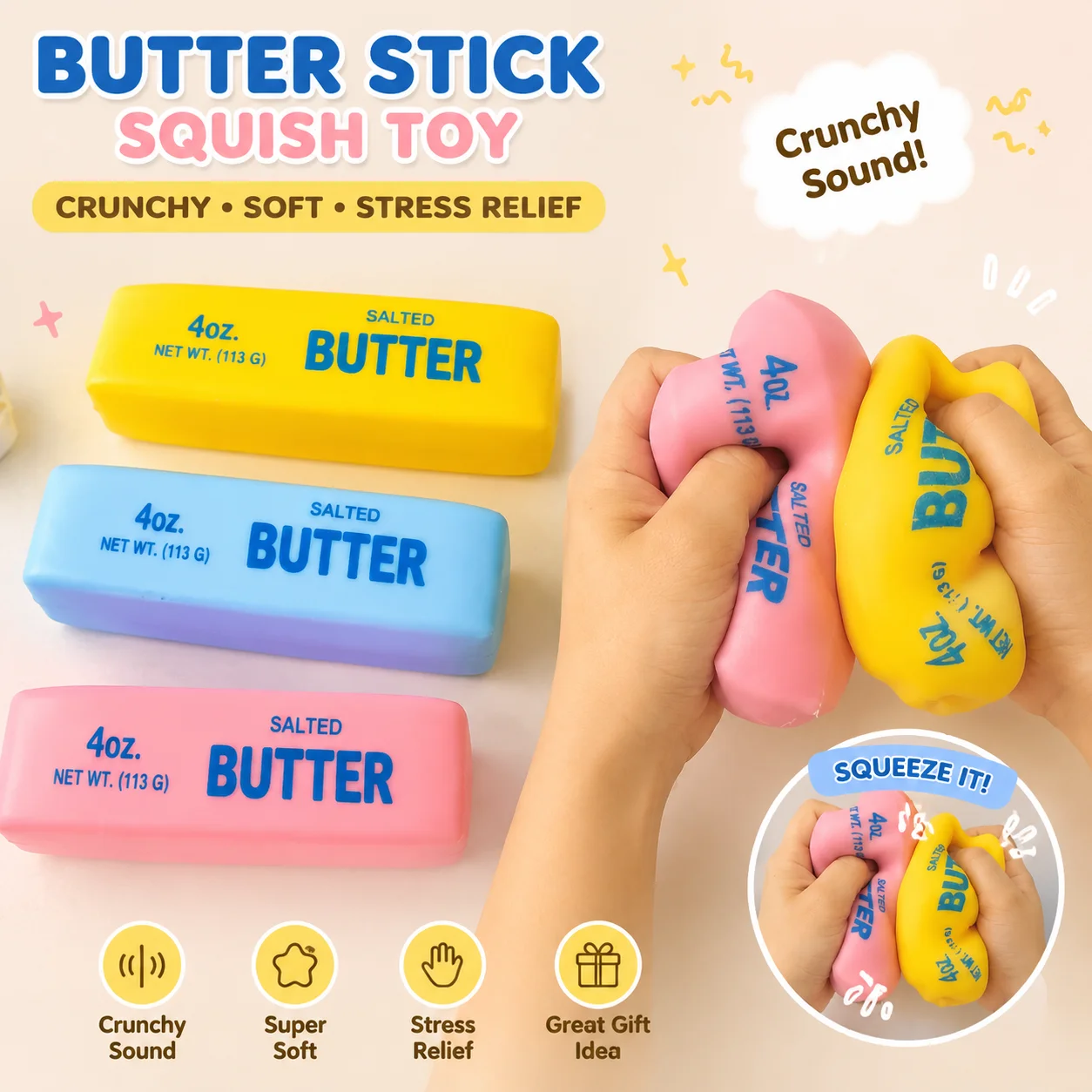 Realistic Butter Stick Squishy - Novelty Gifts recension och pris