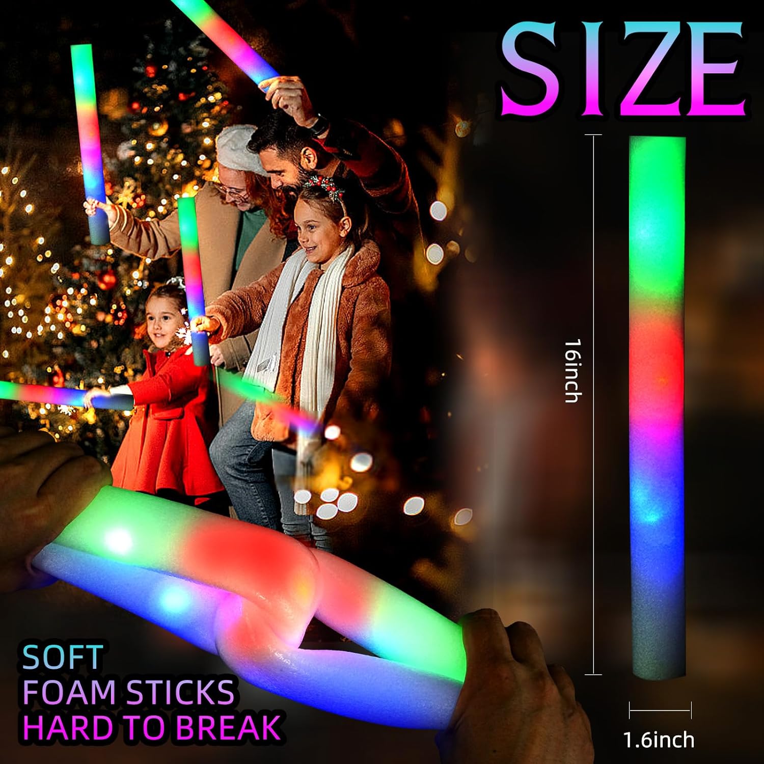30Pcs Foam Glow Sticks with 3  - Flashing Led Foam Sticks Party recension och pris