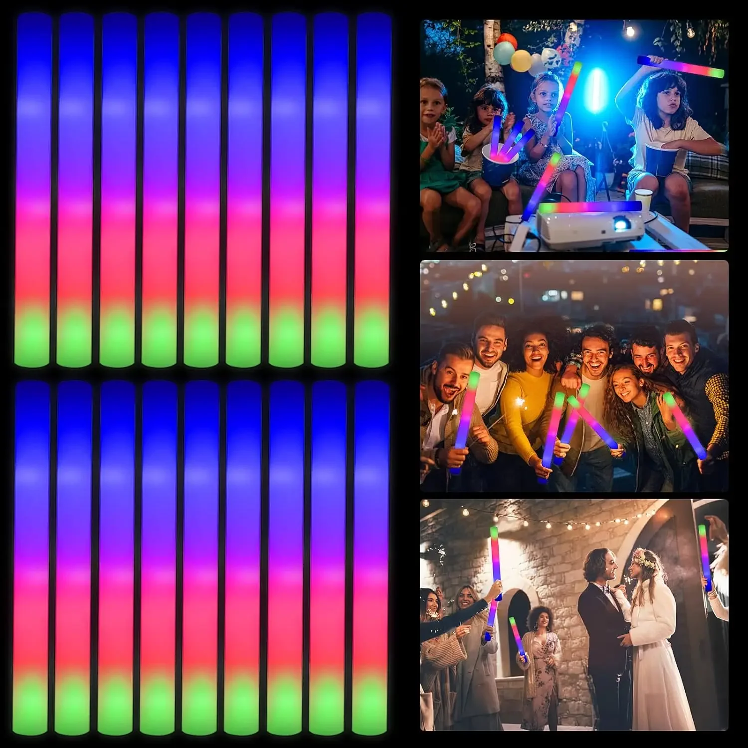 50PCS Led Foam Glow Sticks Chr - Flashing Led Foam Sticks Party recension och pris