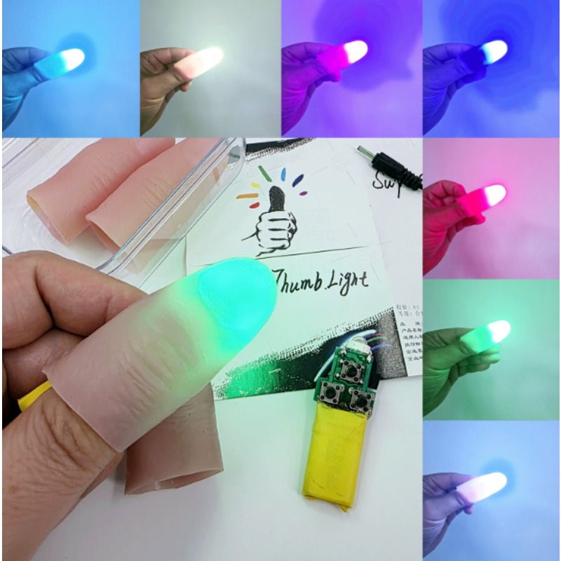 7 Color Light-Pair Set Chargin - Thumb Tip Magic Trick Set recension och pris