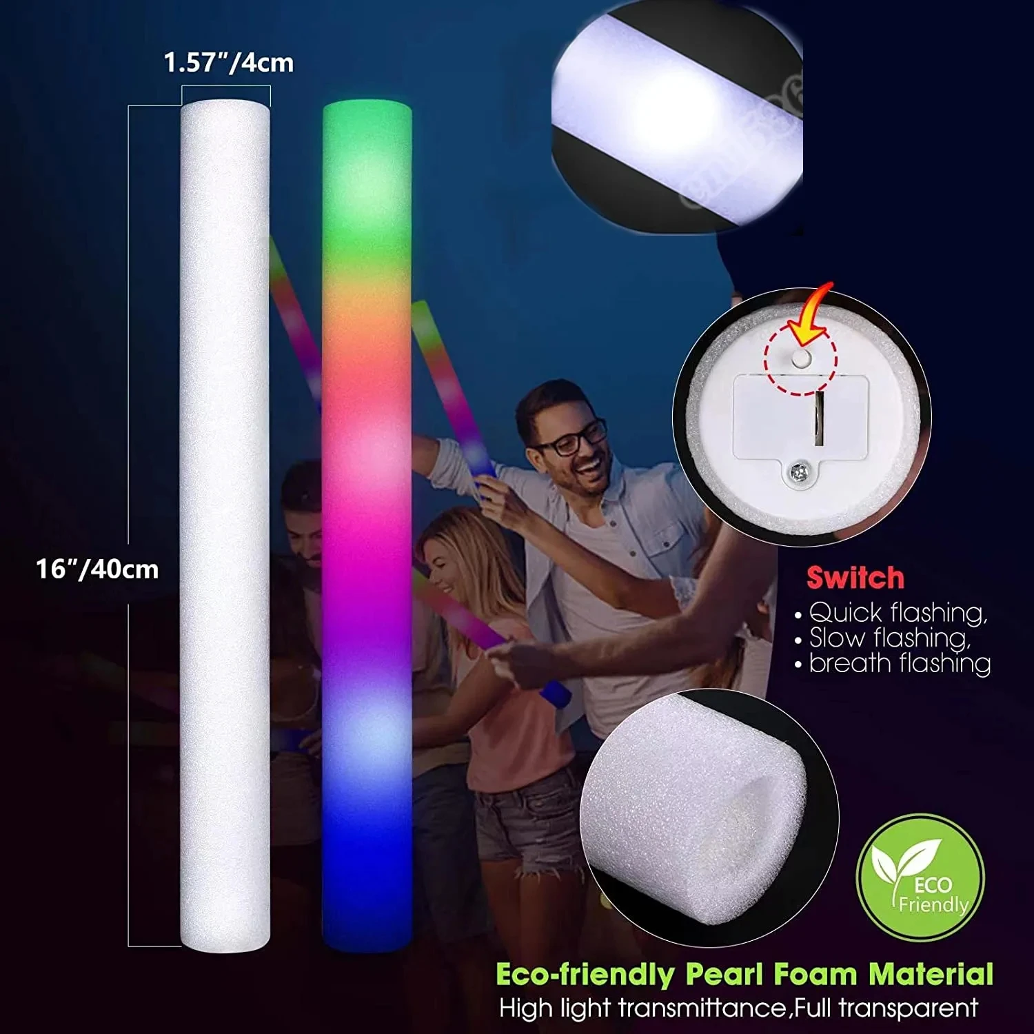 LED Glow Sticks Glow Foam Stic - Flashing Led Foam Sticks Party recension och pris