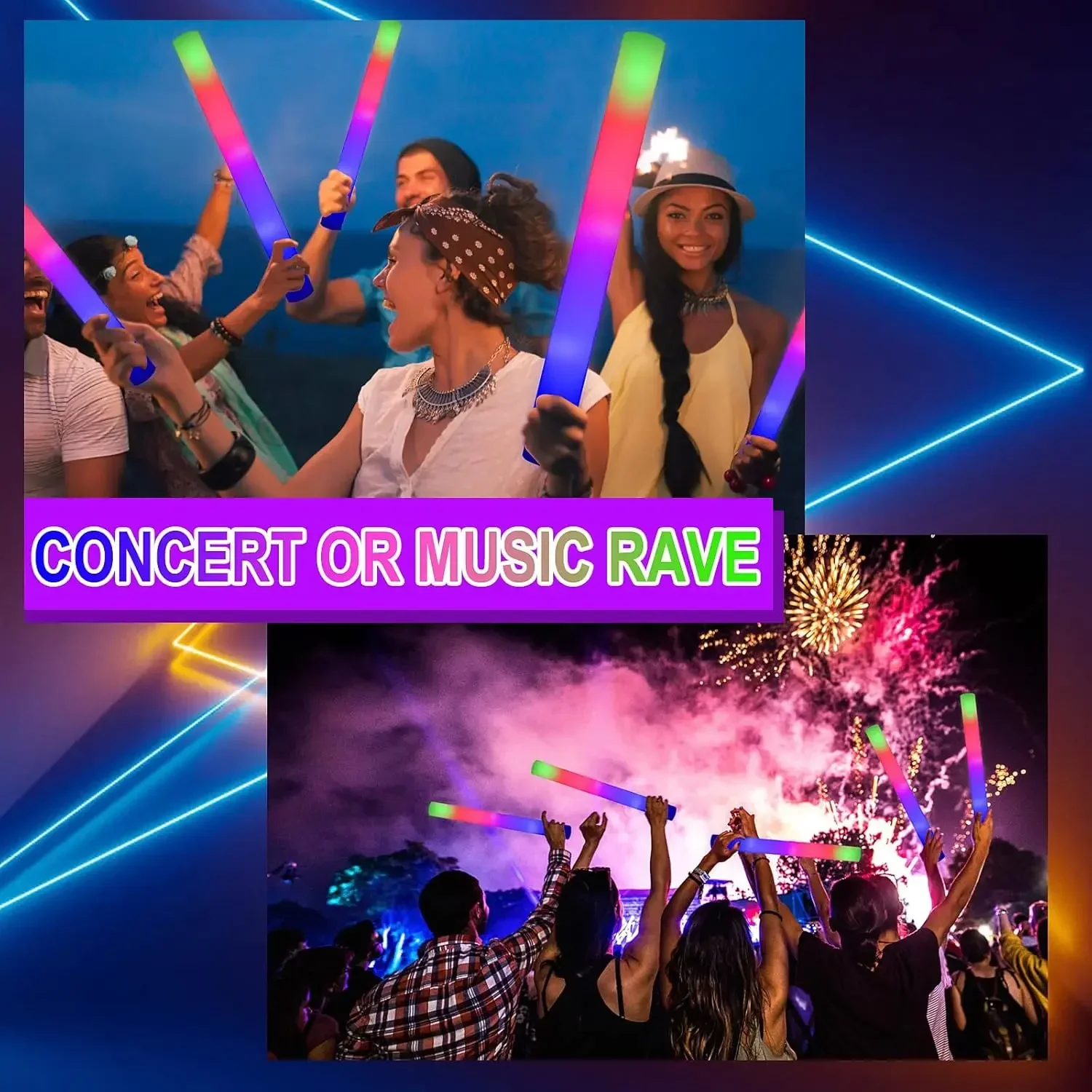 2Z-50PCS Led Foam Glow Sticks  - Flashing Led Foam Sticks Party recension och pris