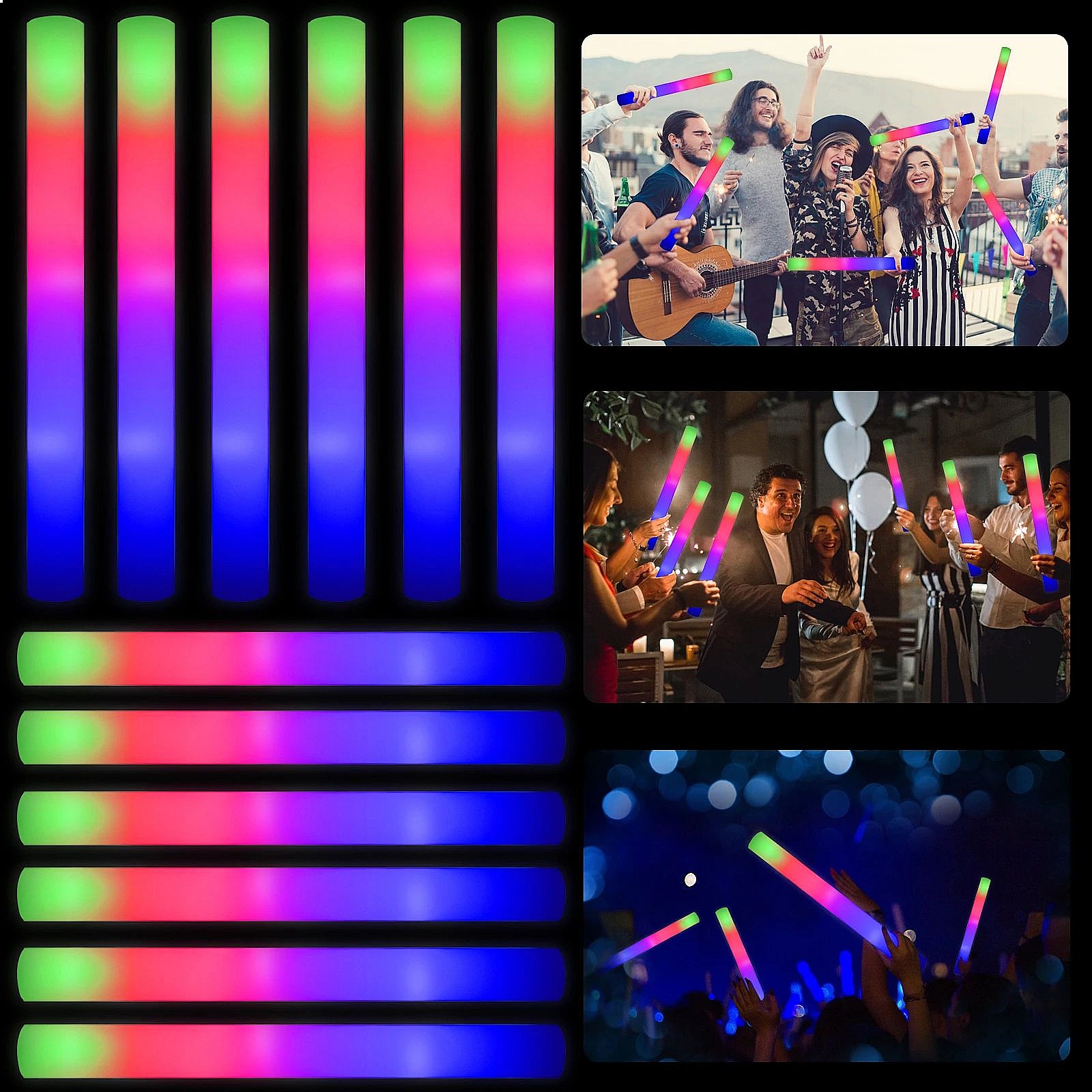 Glow Sticks Bulk 102-Pack LED  - Flashing Led Foam Sticks Party recension och pris